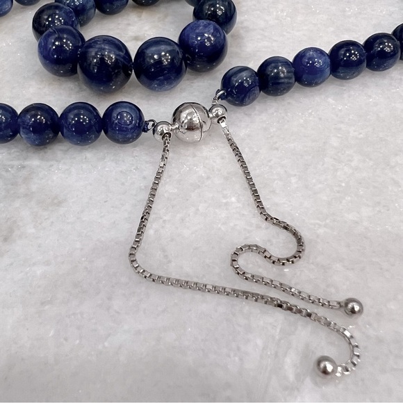 RARE HIMALAYAN Kyanite Beaded Sterling Silver Necklace - Picture 10 of 13